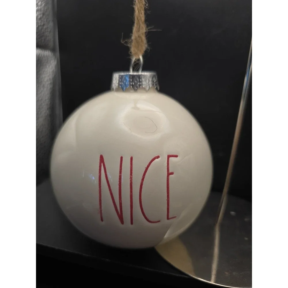 Rae Dunn Artisan Collection by Magenta White Christmas Ball Ornament NICE In Red